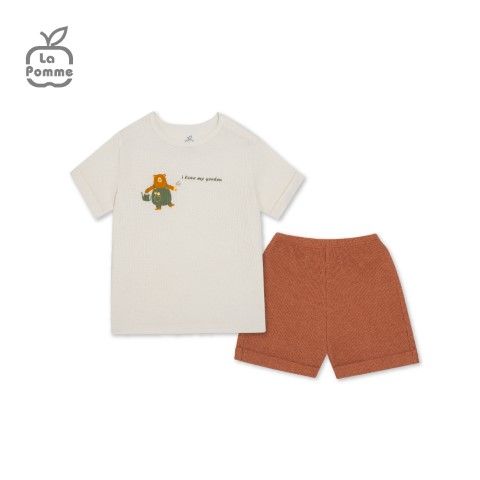 Bộ Cộc Tay La Pomme Thợ làm vườn gấu nâu - Xanh