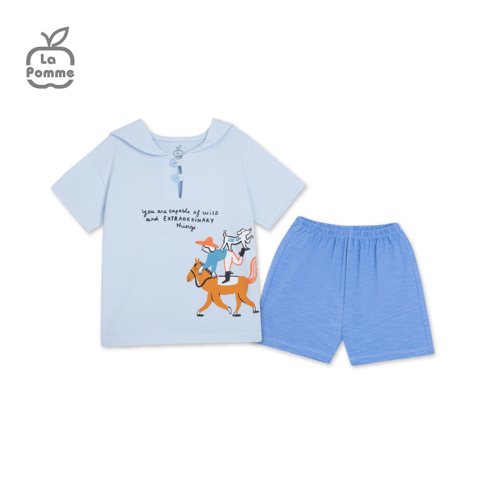Bộ cộc tay La Pomme thủy thủ - Trắng