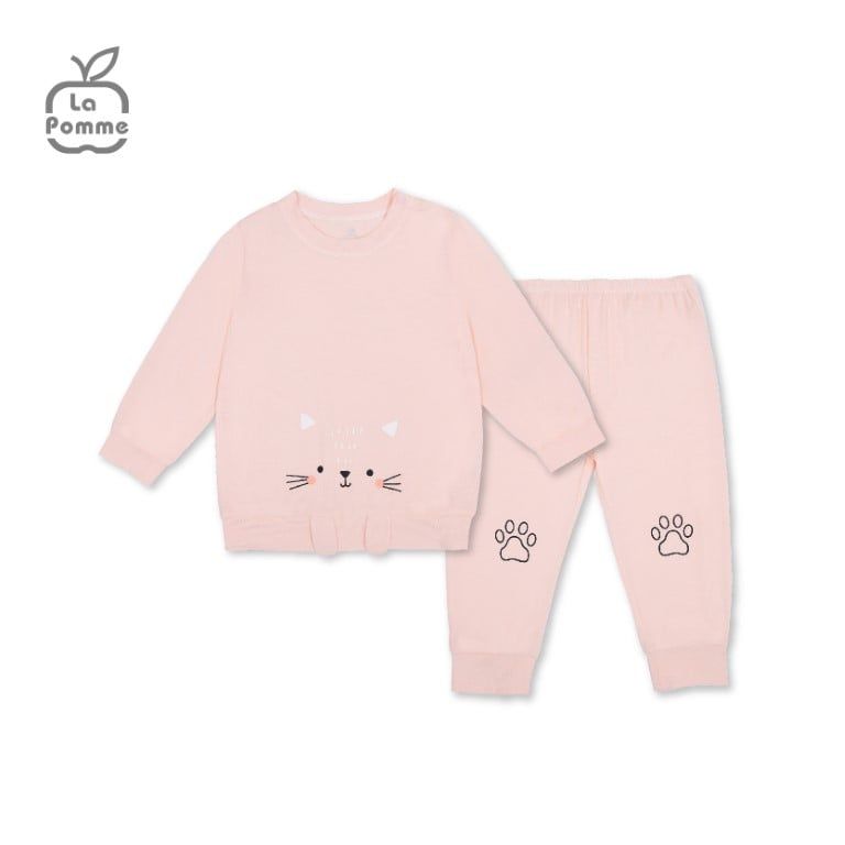 Bộ dài tay La Pomme thú cưng túi áo - Hồng
