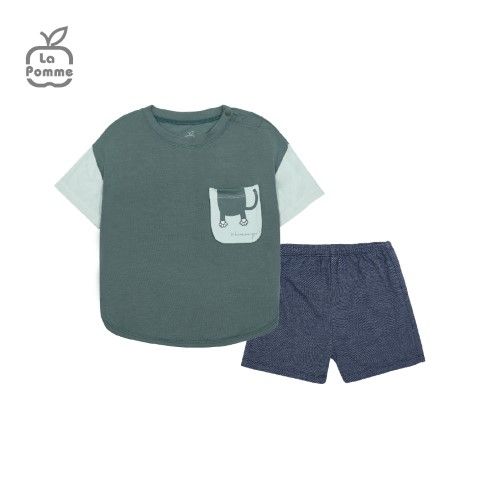 Bộ cộc tay La Pomme mèo Lật mở ú oà - Đỏ
