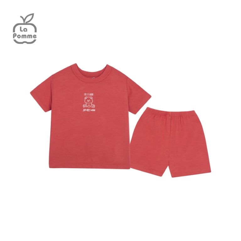 Bộ cộc tay La Pomme Teddy Bear - Đỏ