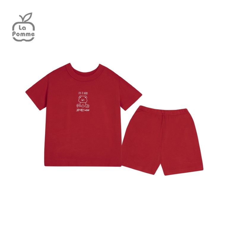 Bộ cộc tay La Pomme Teddy Bear - Cam nhạt