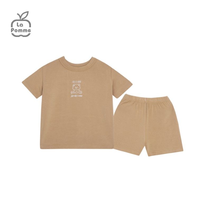 Bộ cộc tay La Pomme Teddy Bear - Cam nhạt