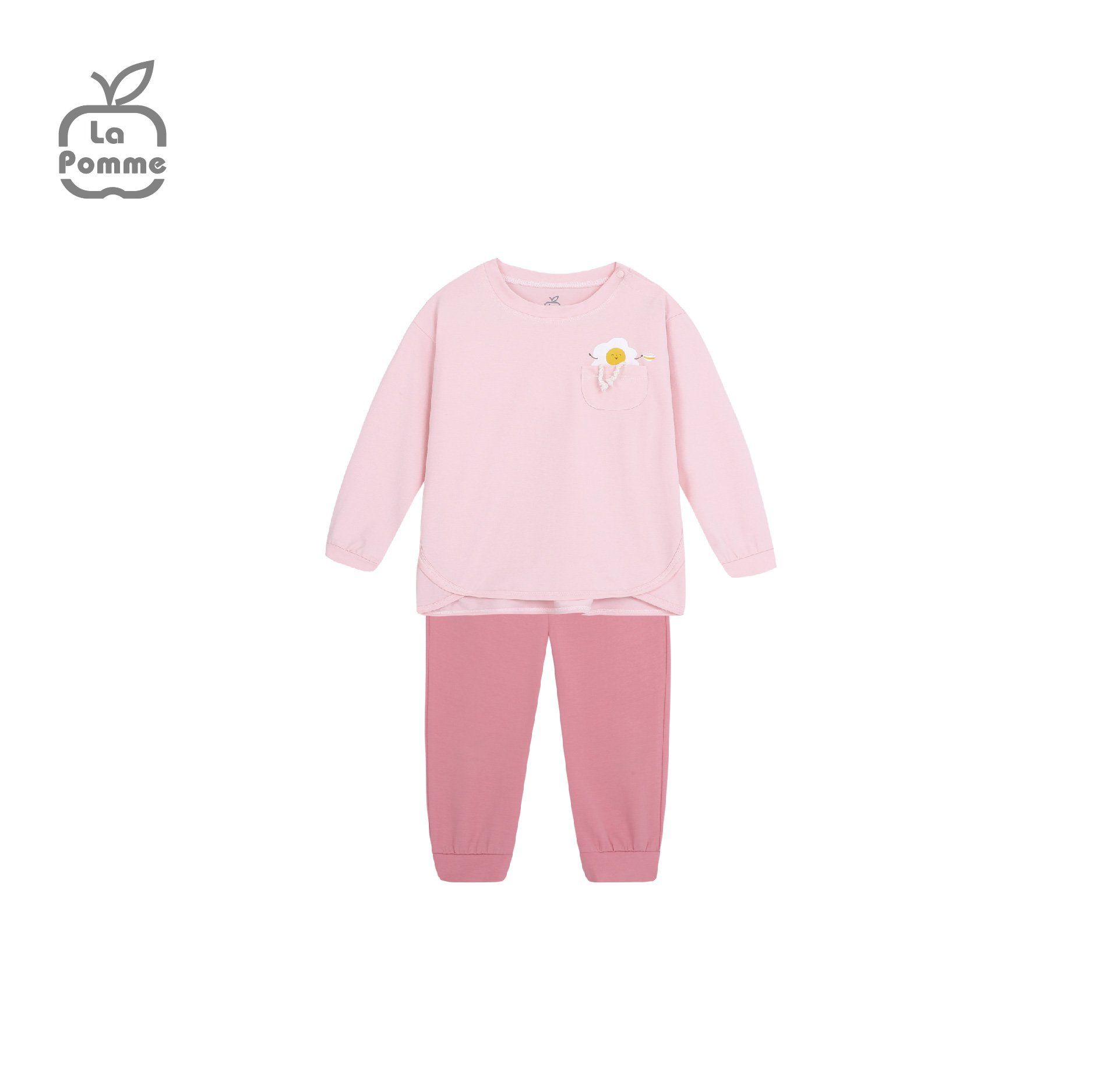 Bộ dài tay La Pomme Smiling Egg - Hồng