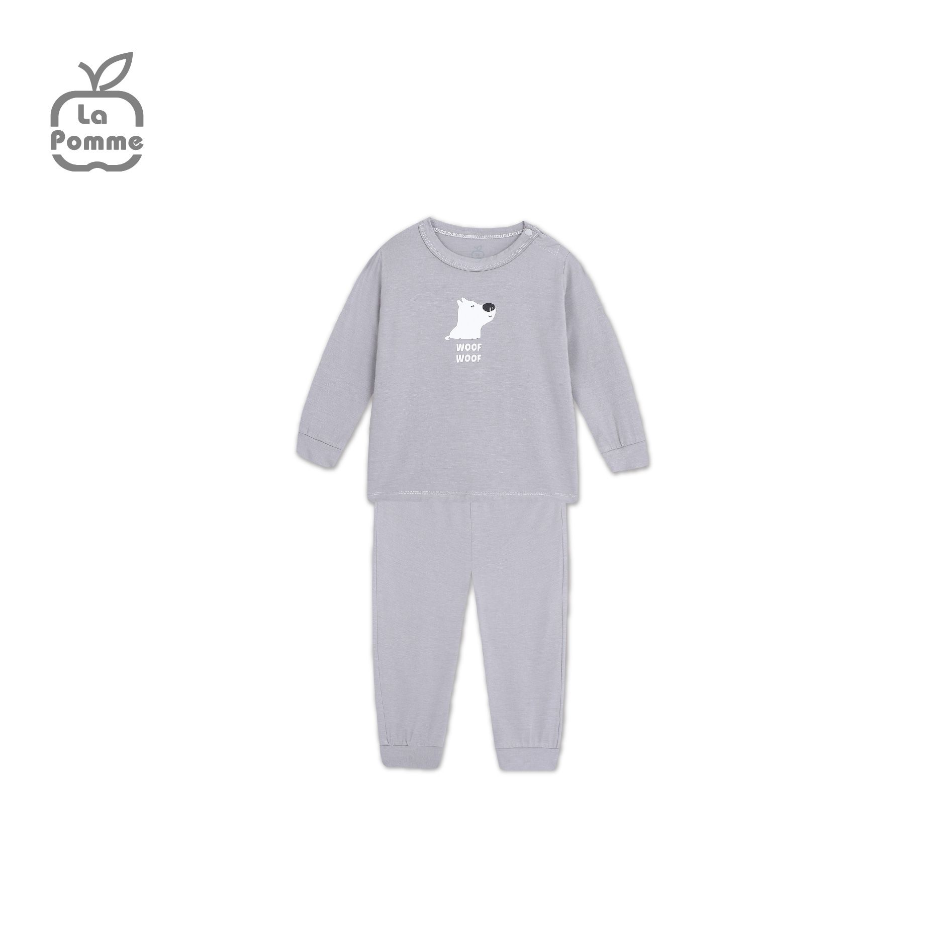 Bộ dài tay La Pomme Chú chó trắng Tommy - Hồng cam