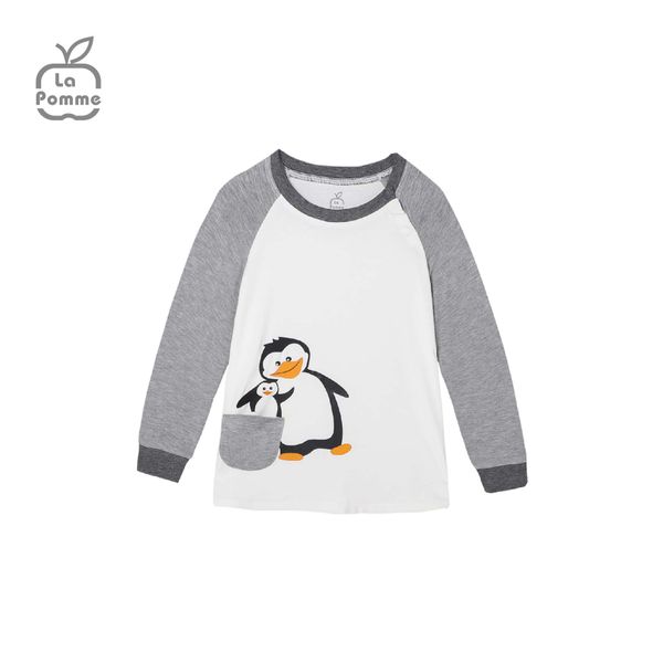  SL178 Bộ dài tay gia đình chim cánh cụt La Pomme - Ghi 