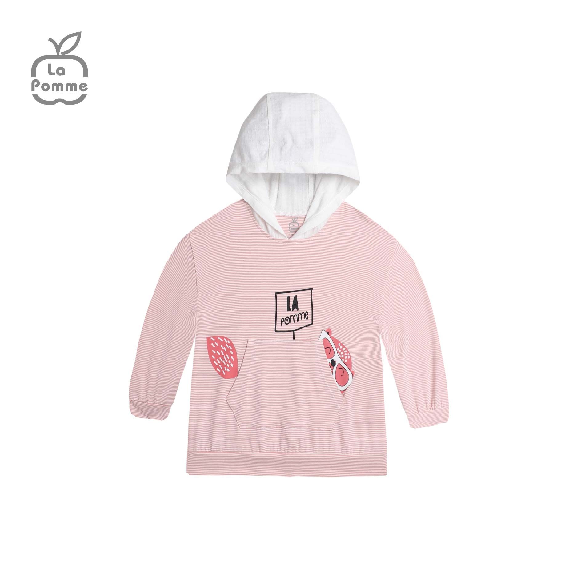 SL195 Bộ dài tay kẻ Chú Rái cá La Pomme - Hồng