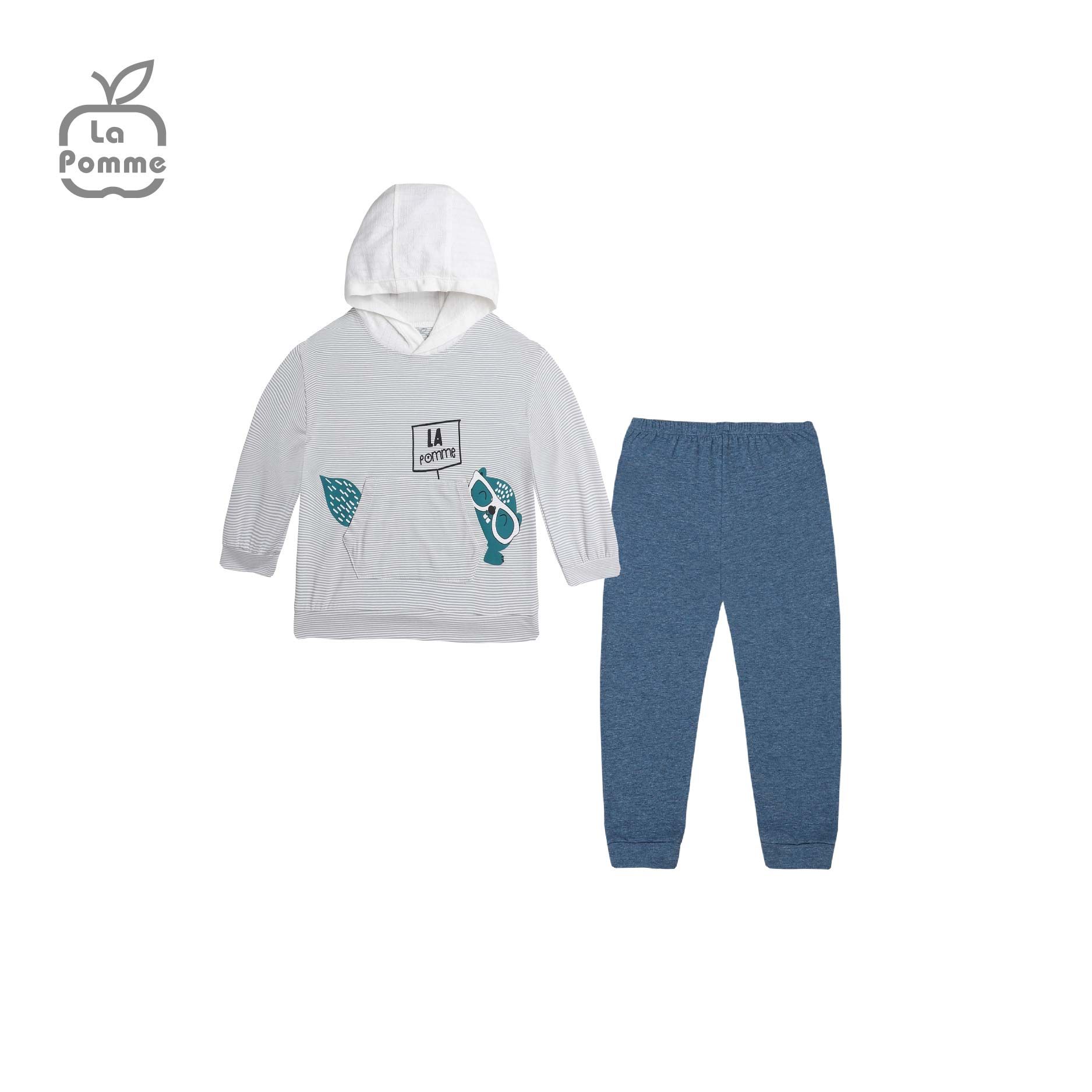 SL195 Bộ dài tay kẻ Chú Rái cá La Pomme - Xanh