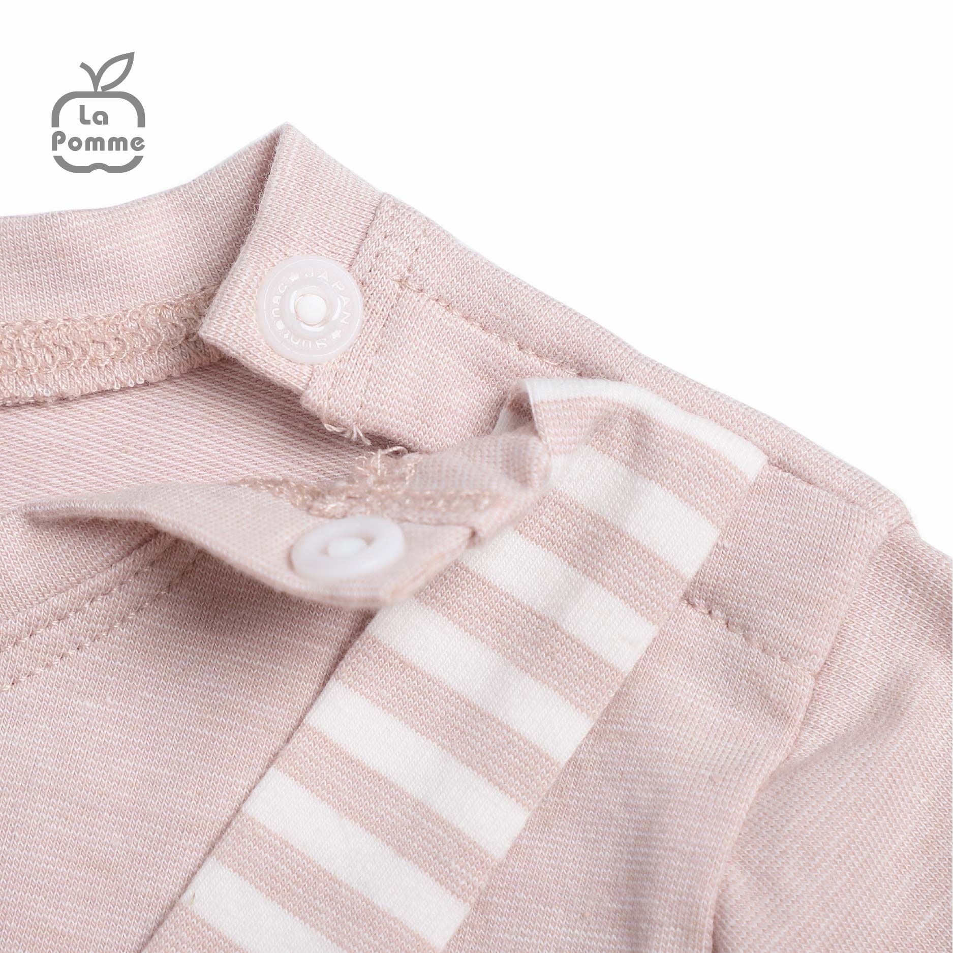 SL231 Bộ dài tay phối yếm kẻ La Pomme - Hồng