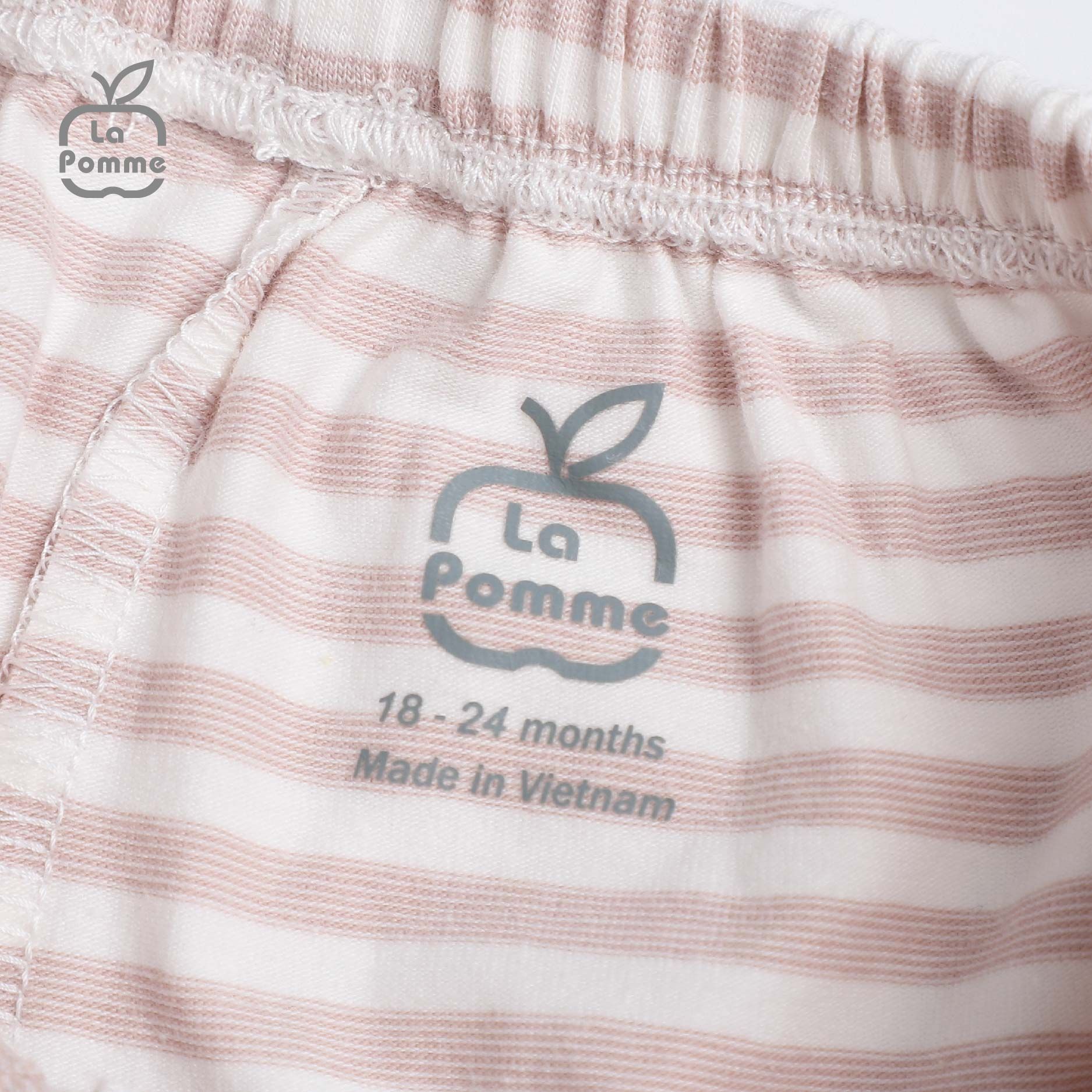 SL231 Bộ dài tay phối yếm kẻ La Pomme - Hồng