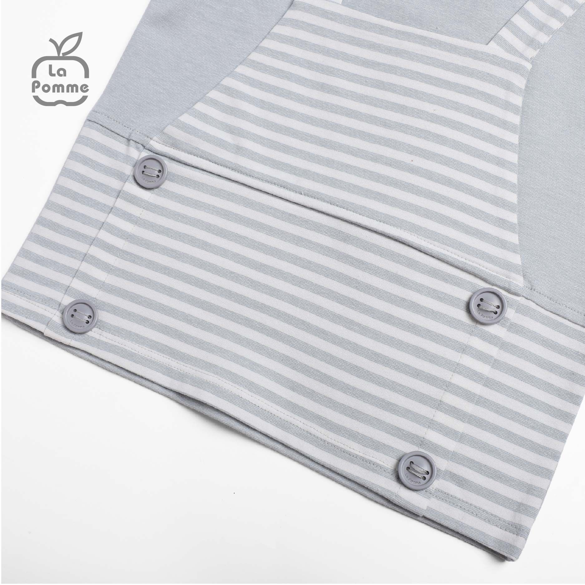 SL231 Bộ dài tay phối yếm kẻ La Pomme - Xanh