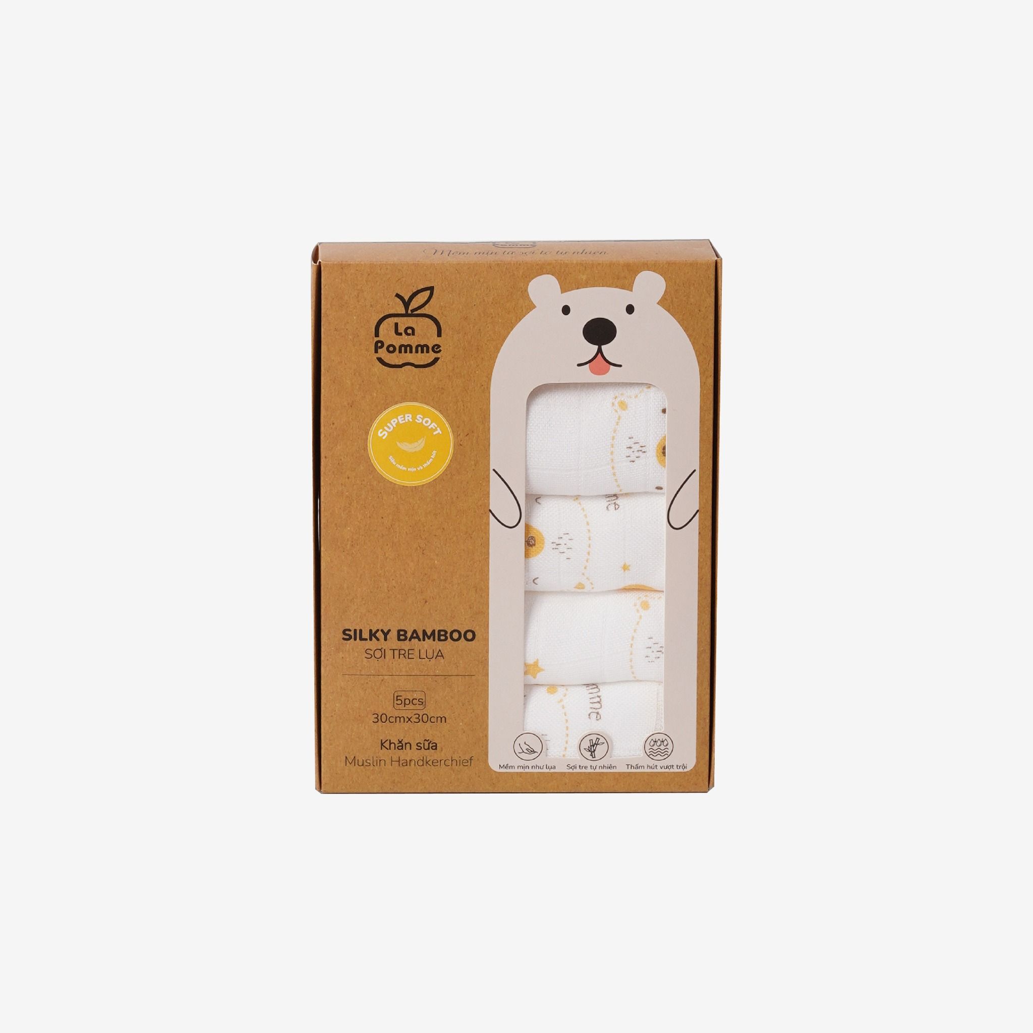K001 Set 5 Khăn sữa sợi tre lụa La Pomme phối màu (30x30cm)