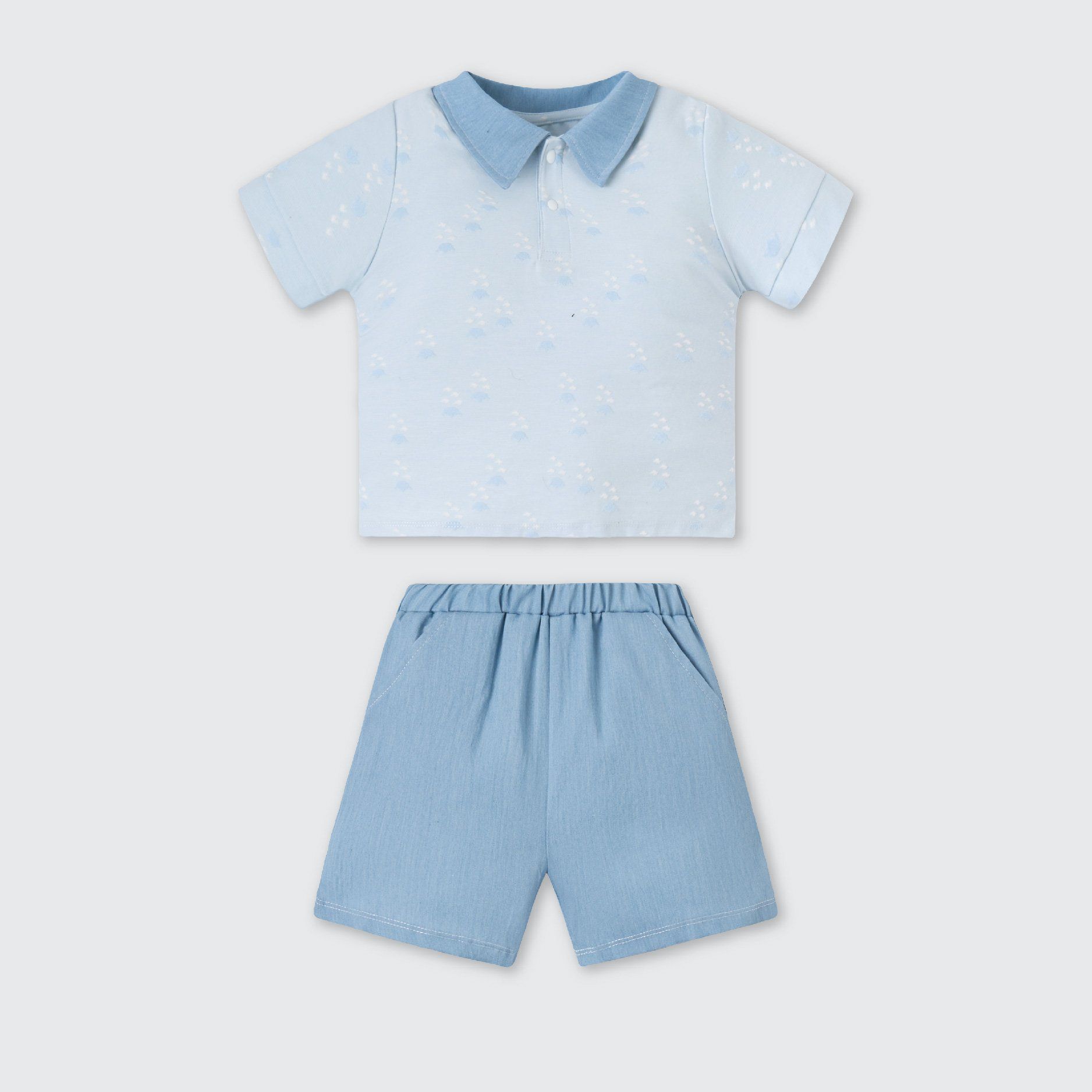 Bộ cộc tay Polo La Pomme Ngôi sao nhỏ - Xanh