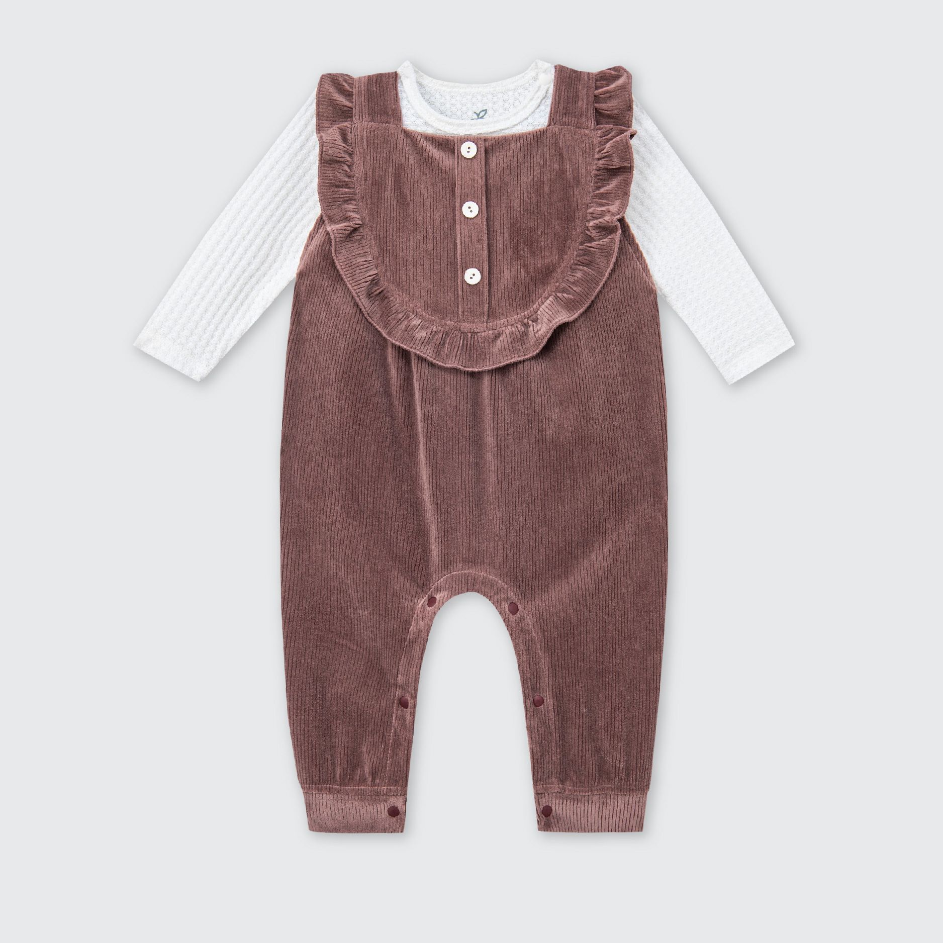 Bộ yếm rời kèm body dài tay La Pomme bèo nhún