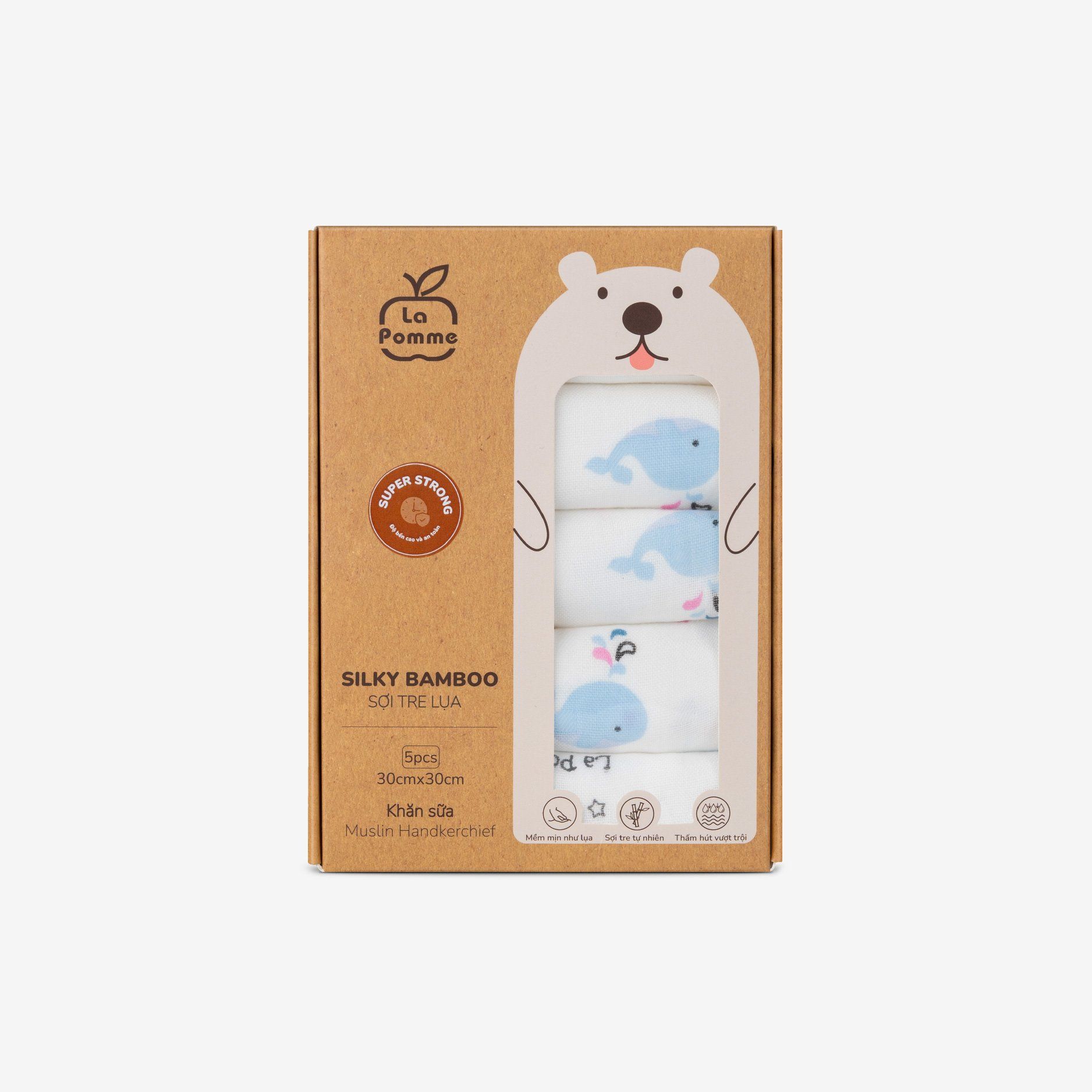 K001 Set 5 Khăn sữa sợi tre lụa La Pomme - 30x30cm