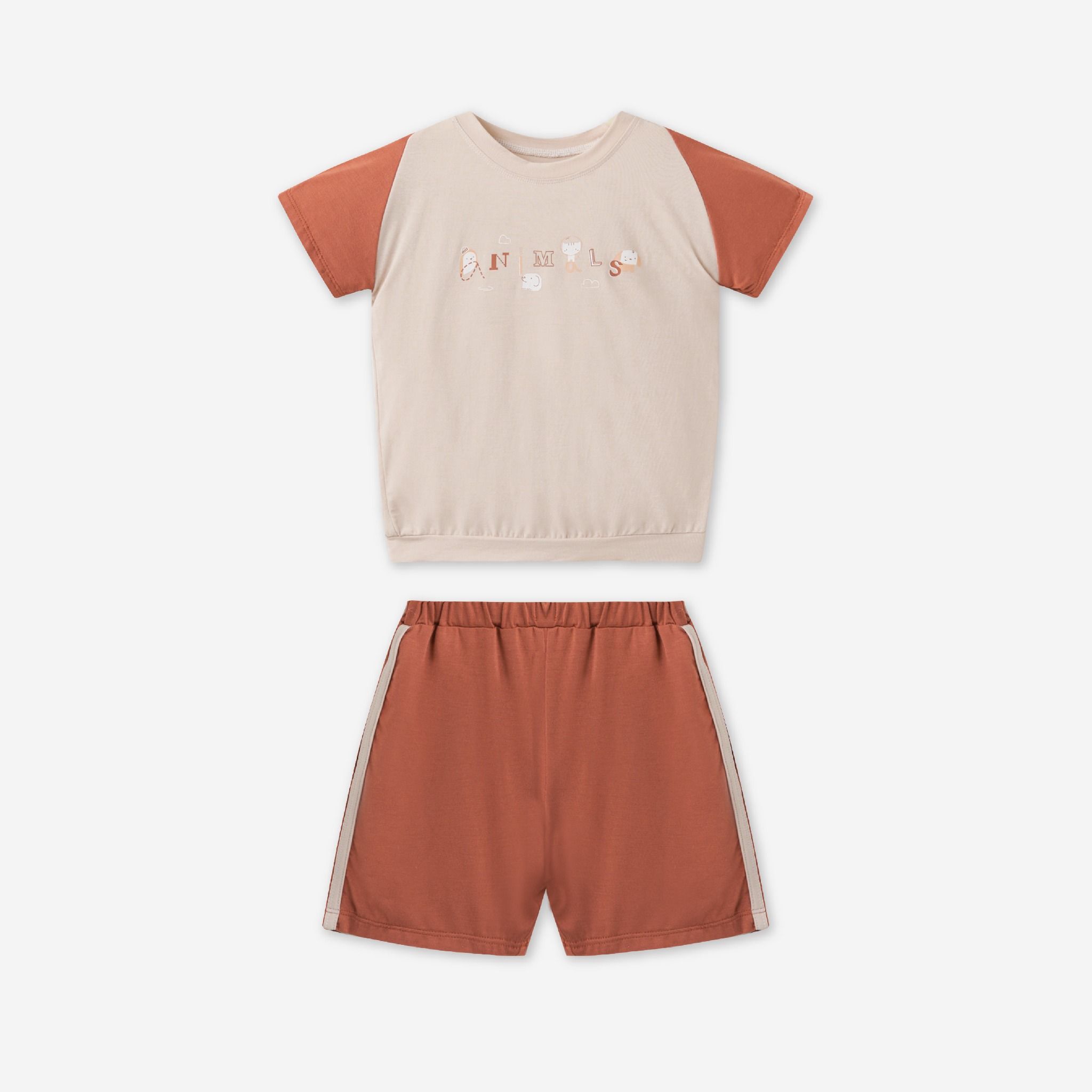 Bộ cộc tay La Pomme raglan sắc màu