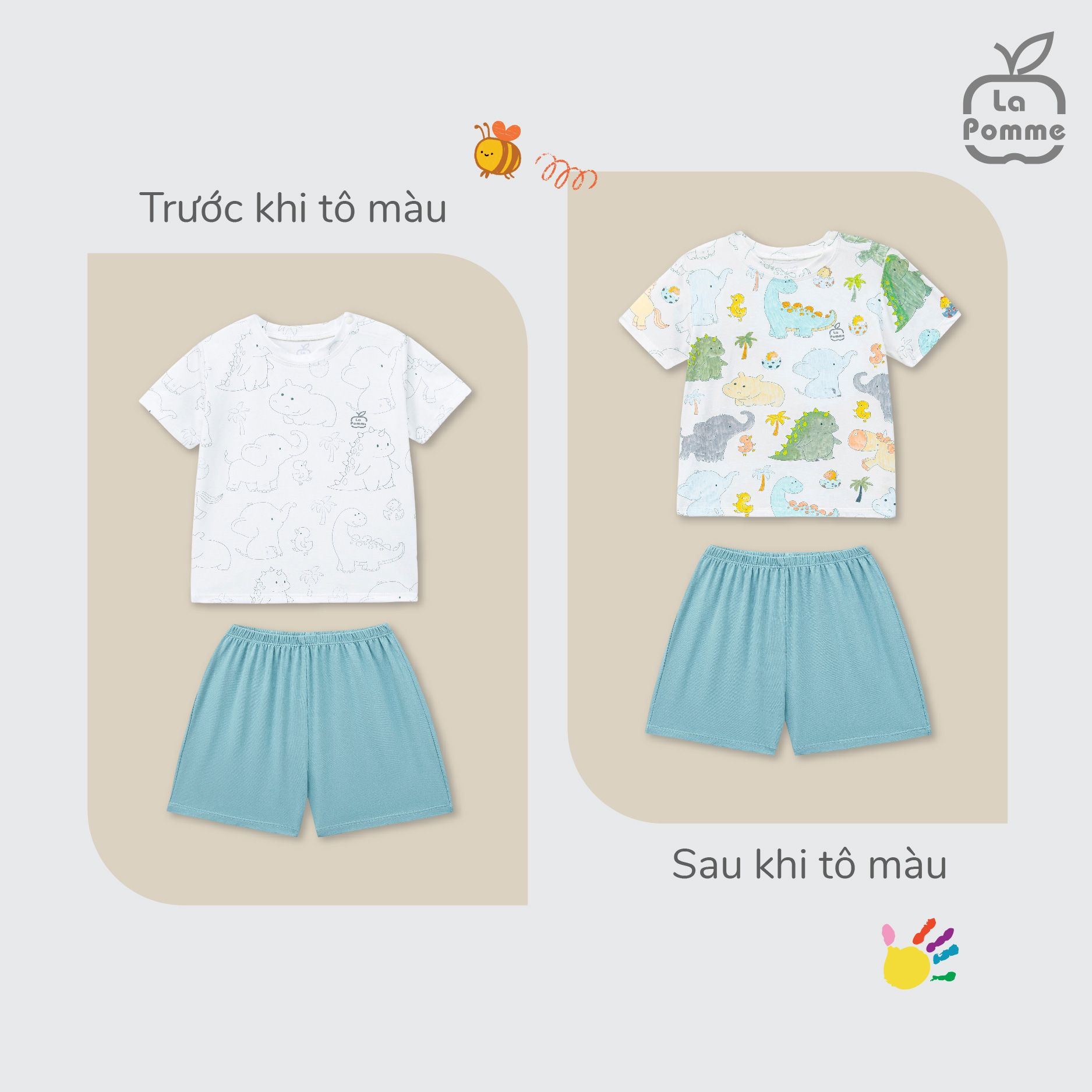 Bộ cộc tay La Pomme Cùng bé tô màu