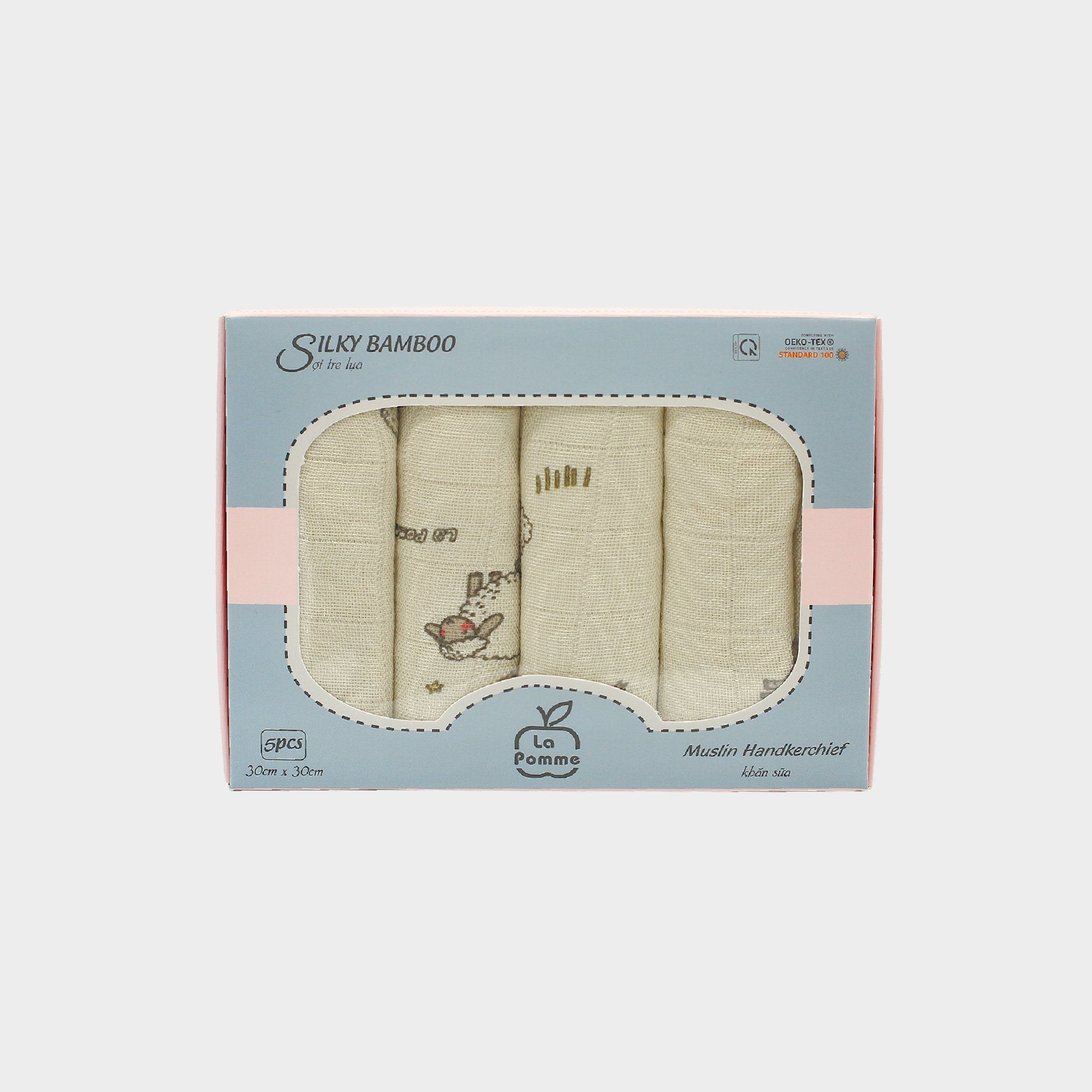 K001 Set 5 Khăn sữa sợi tre lụa La Pomme - 30x30cm