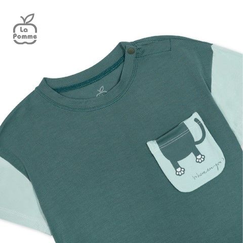 Bộ cộc tay La Pomme mèo Lật mở ú oà - Xanh