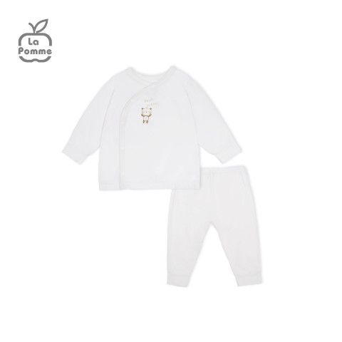 Bộ dài tay La Pomme cúc lệch gấu nhỏ ú oà - Be