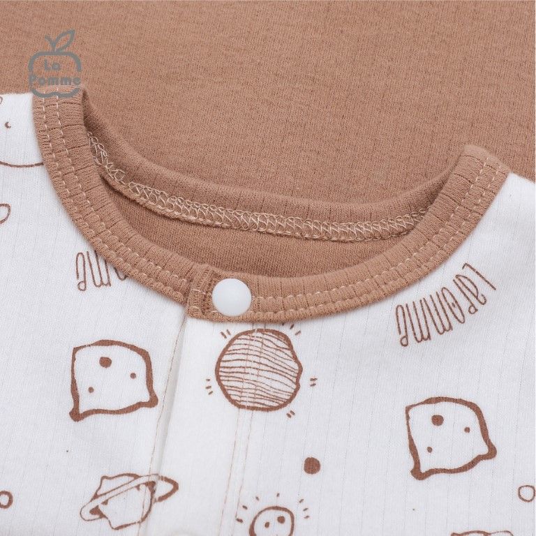 Bộ Dài Tay La Pomme Cúc Giữa Fun Galaxy - Nâu