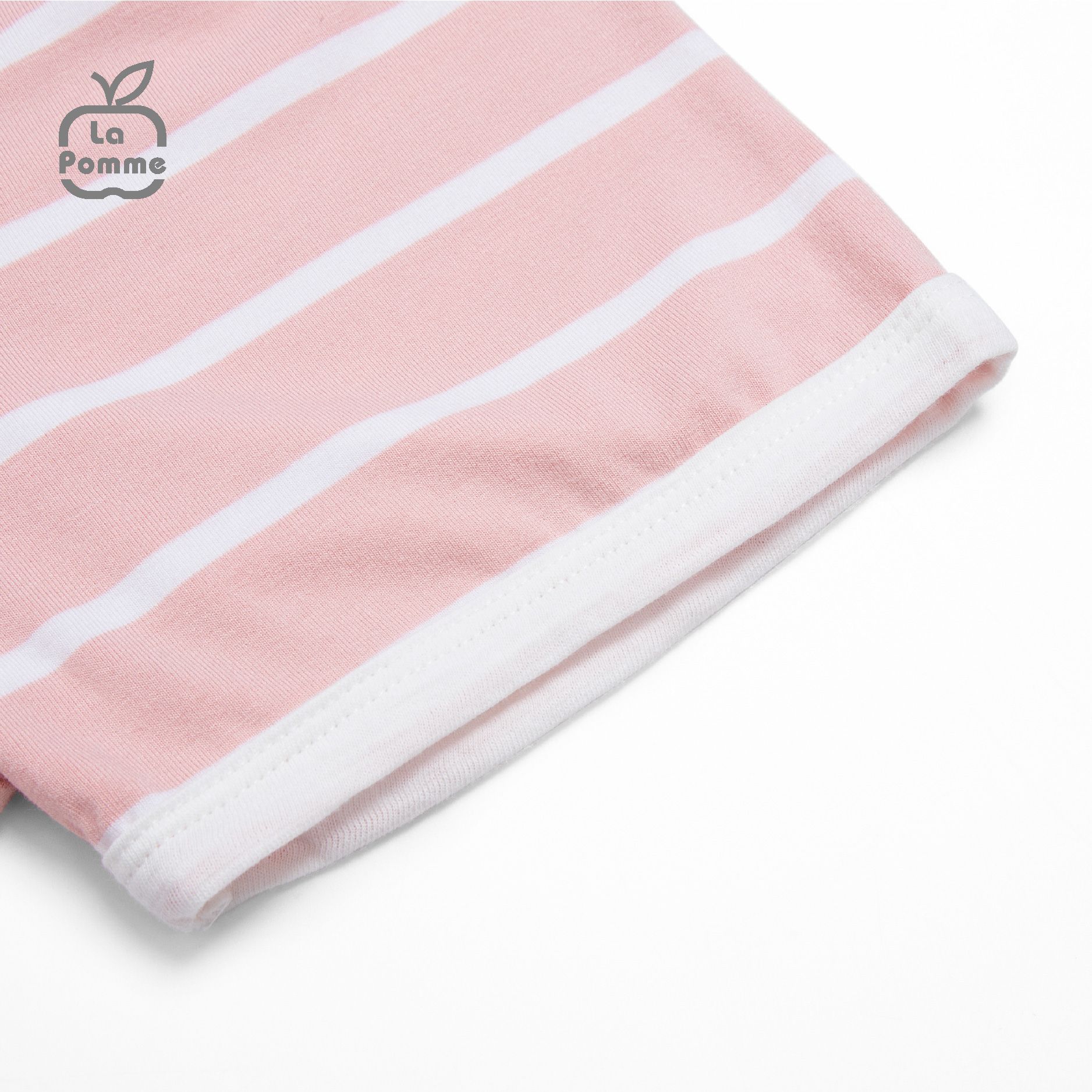 Bộ cộc tay La Pomme kẻ viền màu - Kẻ nâu