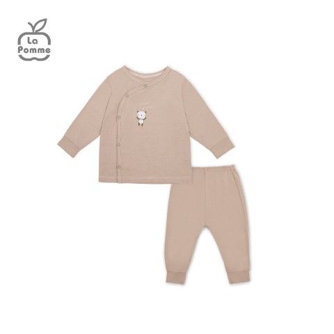 Bộ dài tay La Pomme cúc lệch gấu nhỏ ú oà - Be