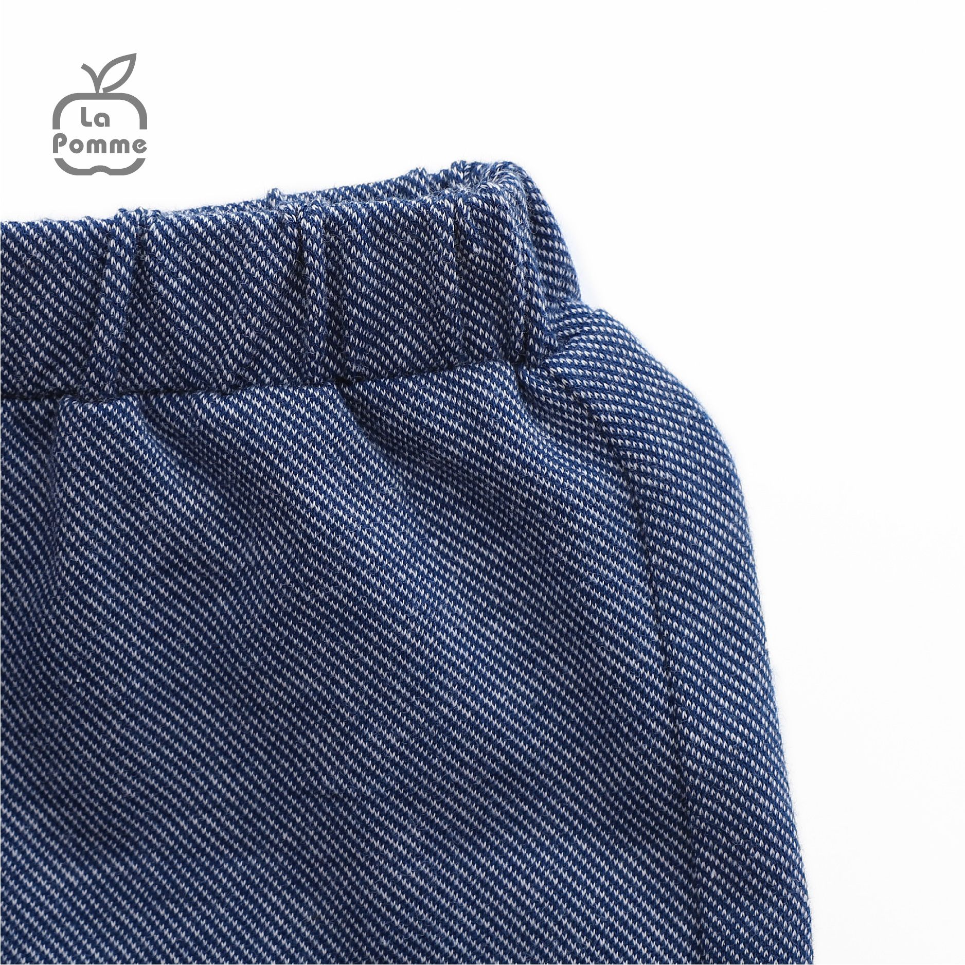 Bộ dài tay La Pomme kẻ túi màu - Ghi xanh
