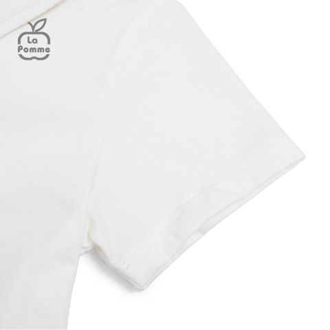 Bộ cộc tay La Pomme polo mầm cây - Trắng Ghi