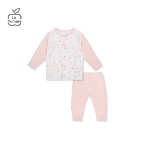 Bộ dài tay La Pomme cúc giữa Petit - Trắng