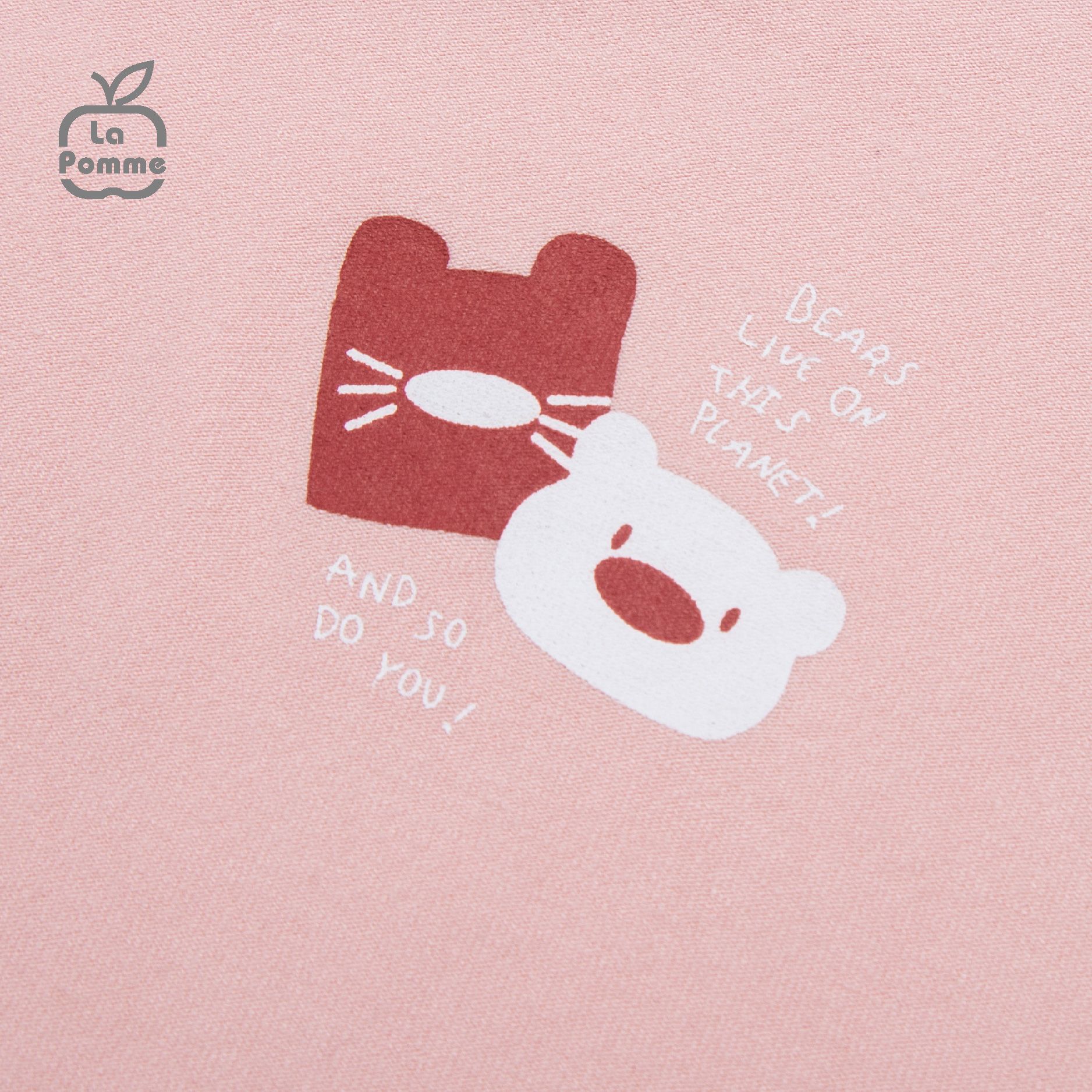 Bộ cộc tay La Pomme kẻ viền màu - Kẻ hồng