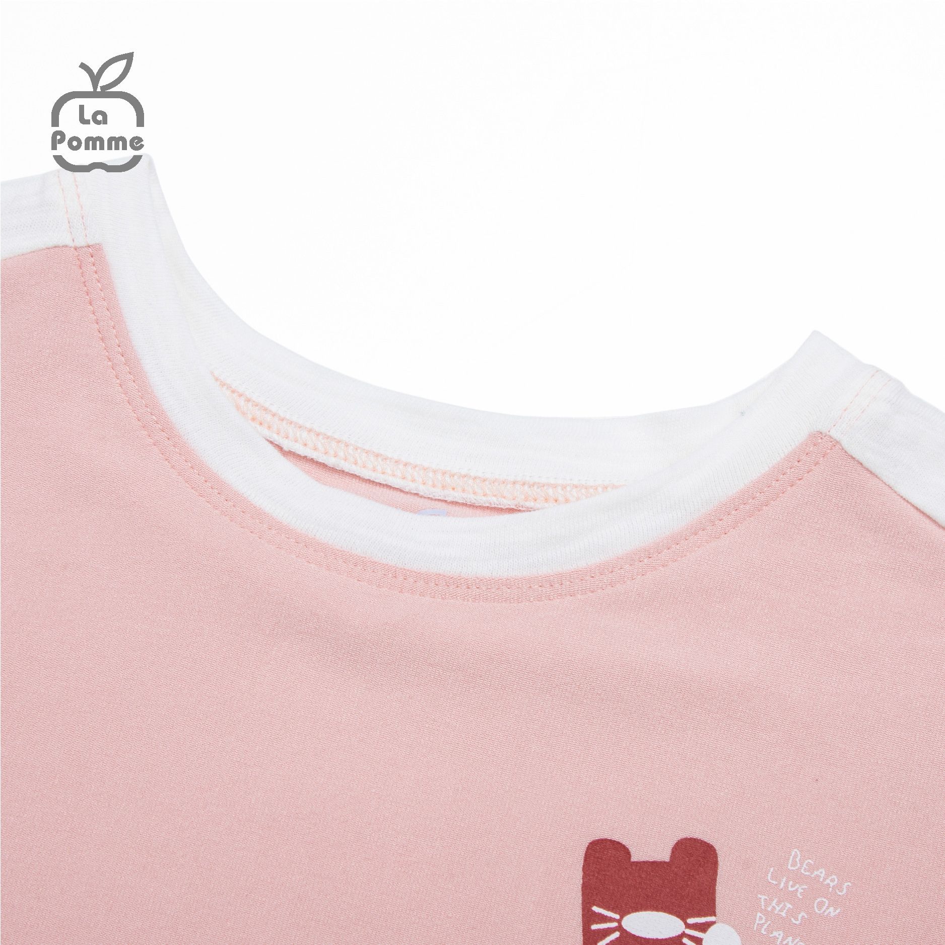 Bộ cộc tay La Pomme kẻ viền màu - Kẻ nâu