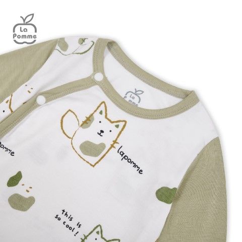Bộ dài tay La Pomme cúc lệch lovely baby - Xanh