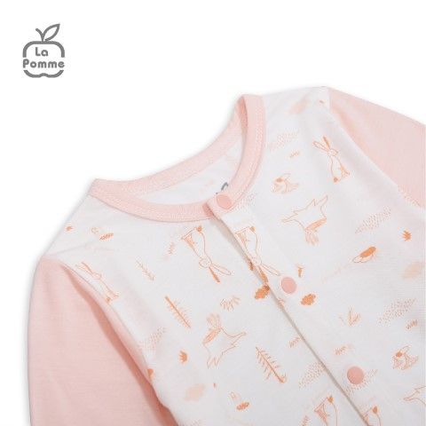 Bộ dài tay La Pomme cúc giữa Petit - Trắng