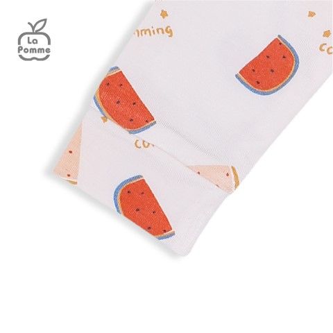 Bộ dài tay La Pomme cúc giữa Watermelon - Trắng Hồng