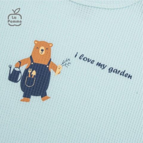 Bộ Cộc Tay La Pomme Thợ làm vườn gấu nâu - Xanh