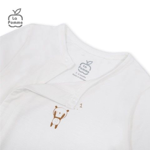 Body chip dài tay La Pomme gấu nhỏ ú oà - Trắng