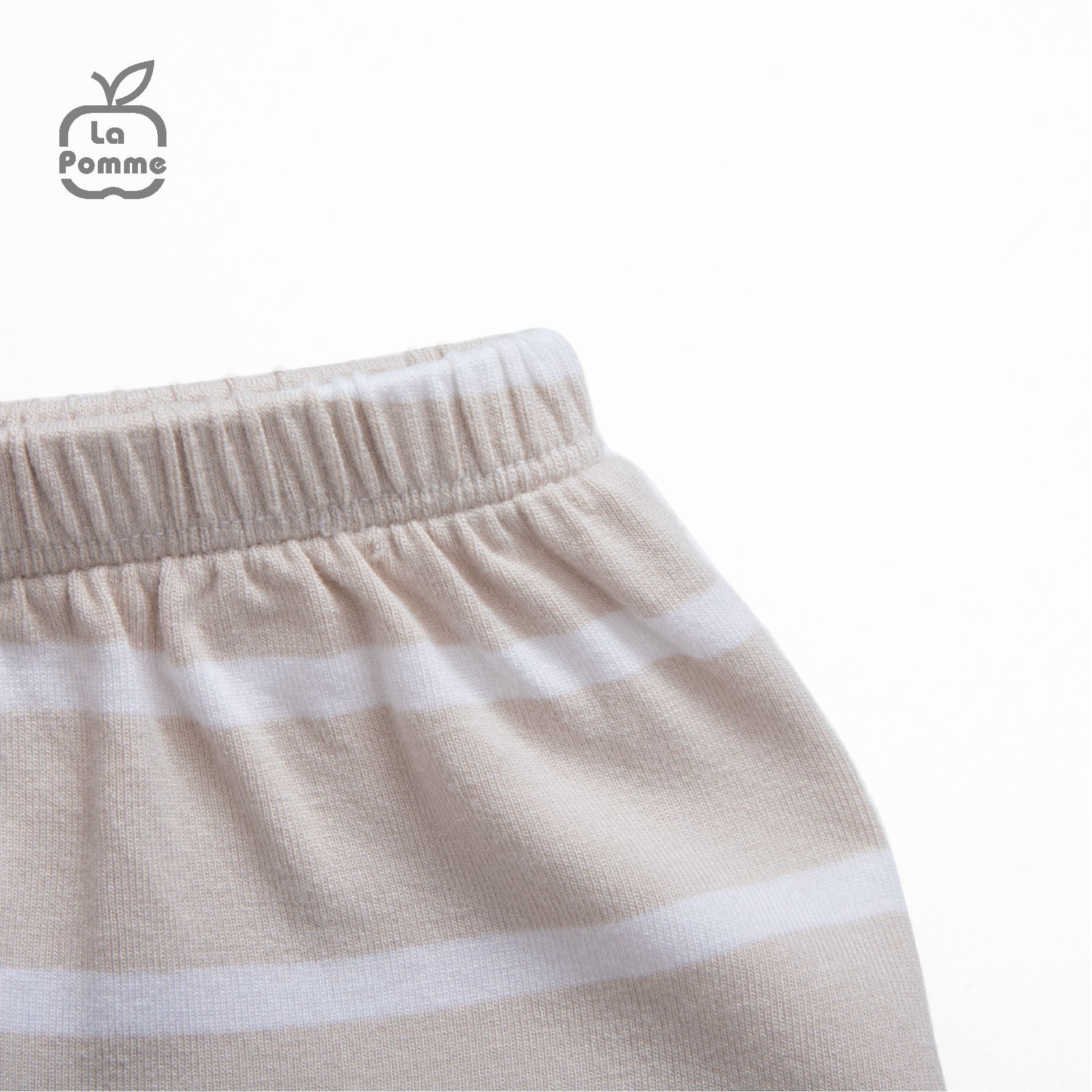 Bộ cộc tay La Pomme kẻ viền màu - Kẻ nâu
