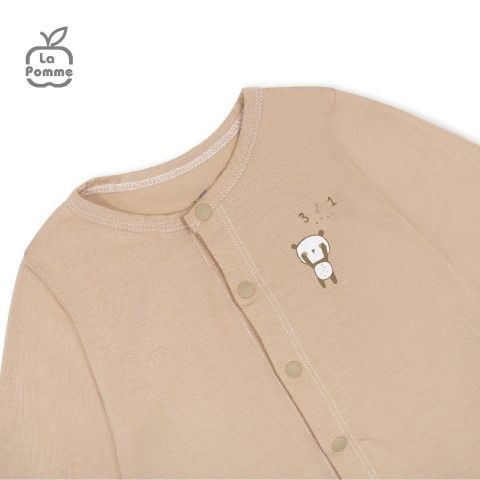 Bộ dài tay La Pomme cúc giữa gấu nhỏ ú oà - Be