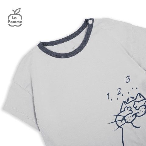 Bộ cộc tay La Pomme mèo Bư ú òa - Ghi