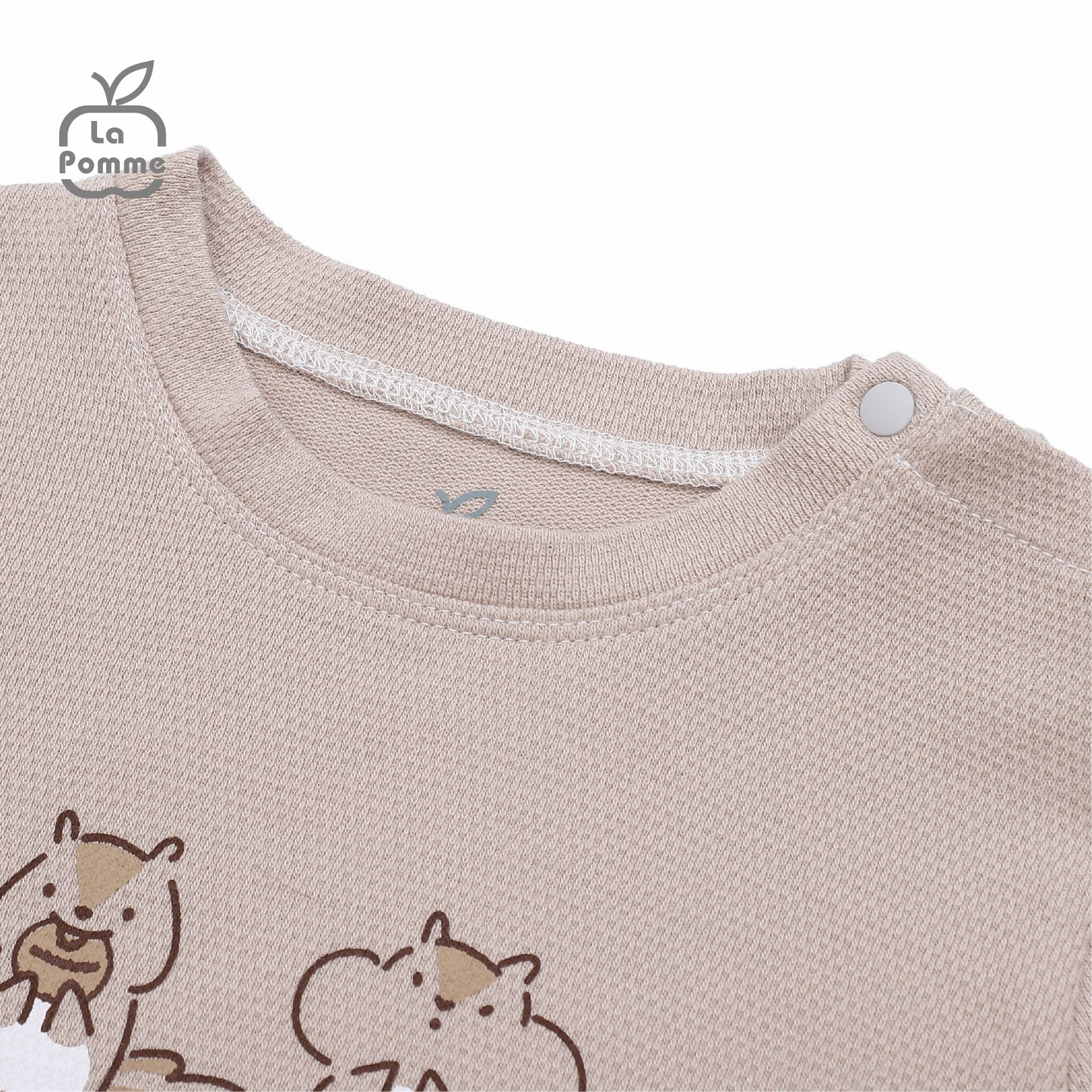 Bộ dài tay La Pomme Chubby Friends - Nâu