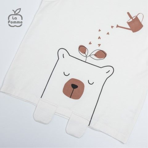 Bộ sát nách La Pomme gấu mầm nhỏ - Trắng