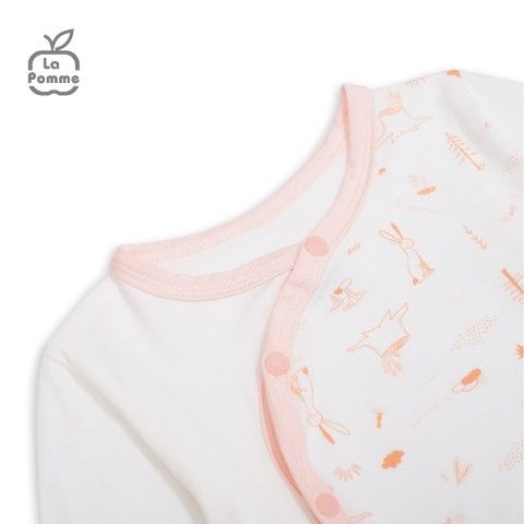 Bộ dài tay La Pomme cúc lệch Petit - Ghi