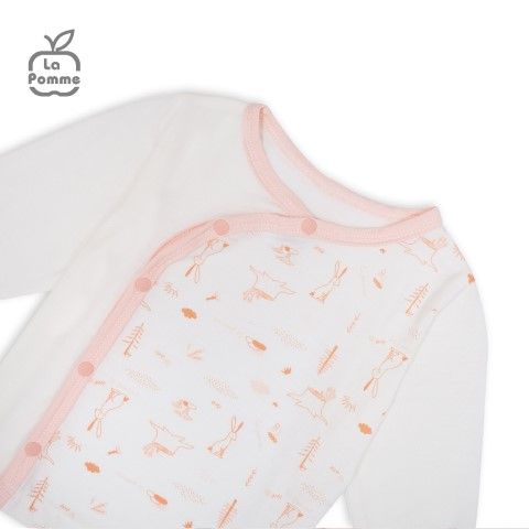 Bộ dài tay La Pomme cúc lệch Petit - Trắng