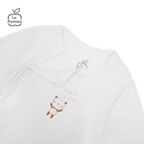 Body chip dài tay La Pomme gấu nhỏ ú oà - Trắng