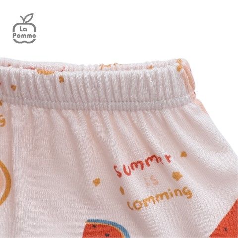 Bộ dài tay La Pomme cúc giữa Watermelon - Trắng Hồng