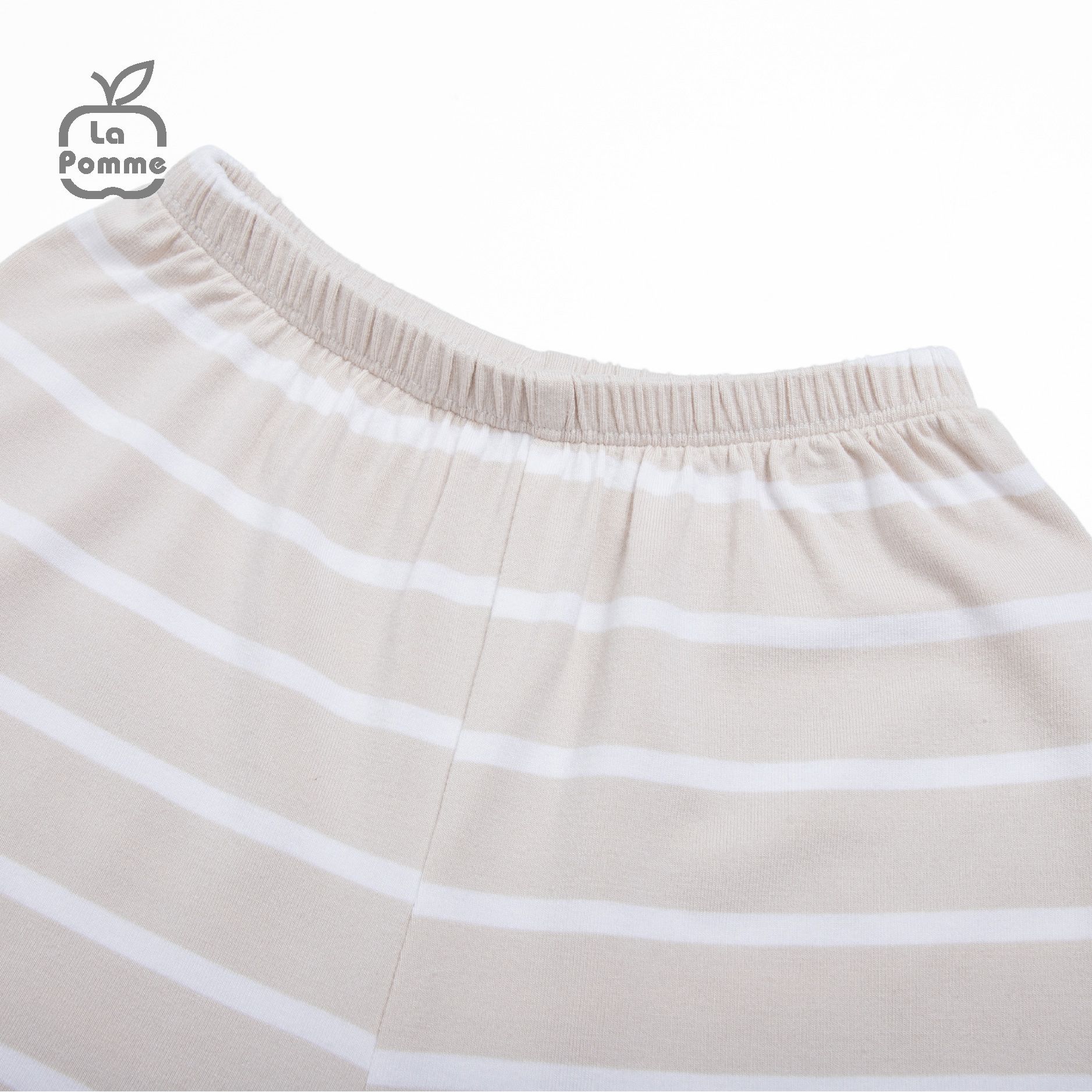 Bộ cộc tay La Pomme kẻ viền màu - Kẻ nâu