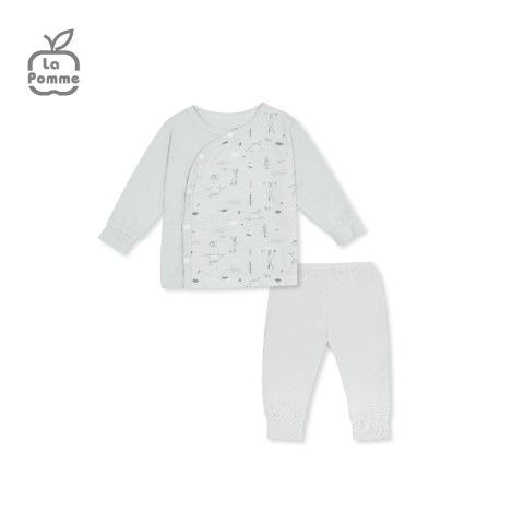 Bộ dài tay La Pomme cúc lệch Petit - Trắng
