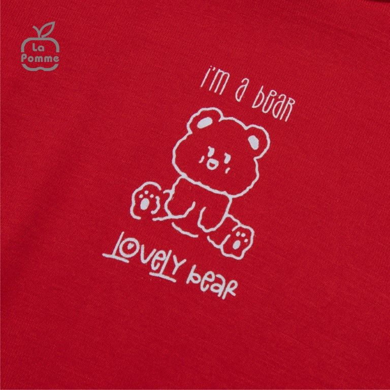 Bộ cộc tay La Pomme Teddy Bear - Cam nhạt