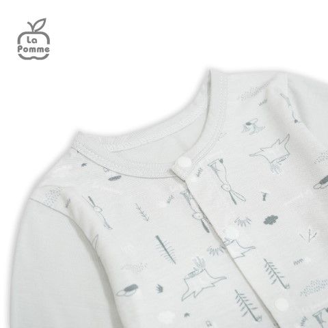 Bộ dài tay La Pomme cúc giữa Petit - Trắng